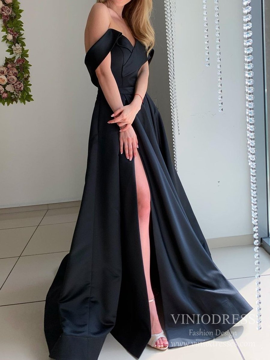 Light Blue Satin Prom Dresses with Pockets FD2541-prom dresses 2025 -Viniodress-Light Blue-Custom Size-