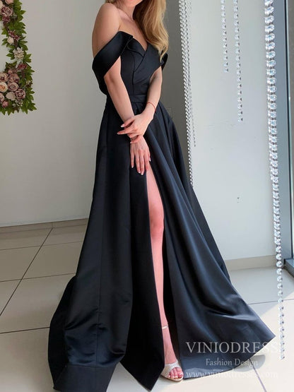 Light Blue Satin Prom Dresses with Pockets FD2541-prom dresses 2025 -Viniodress-Light Blue-Custom Size-