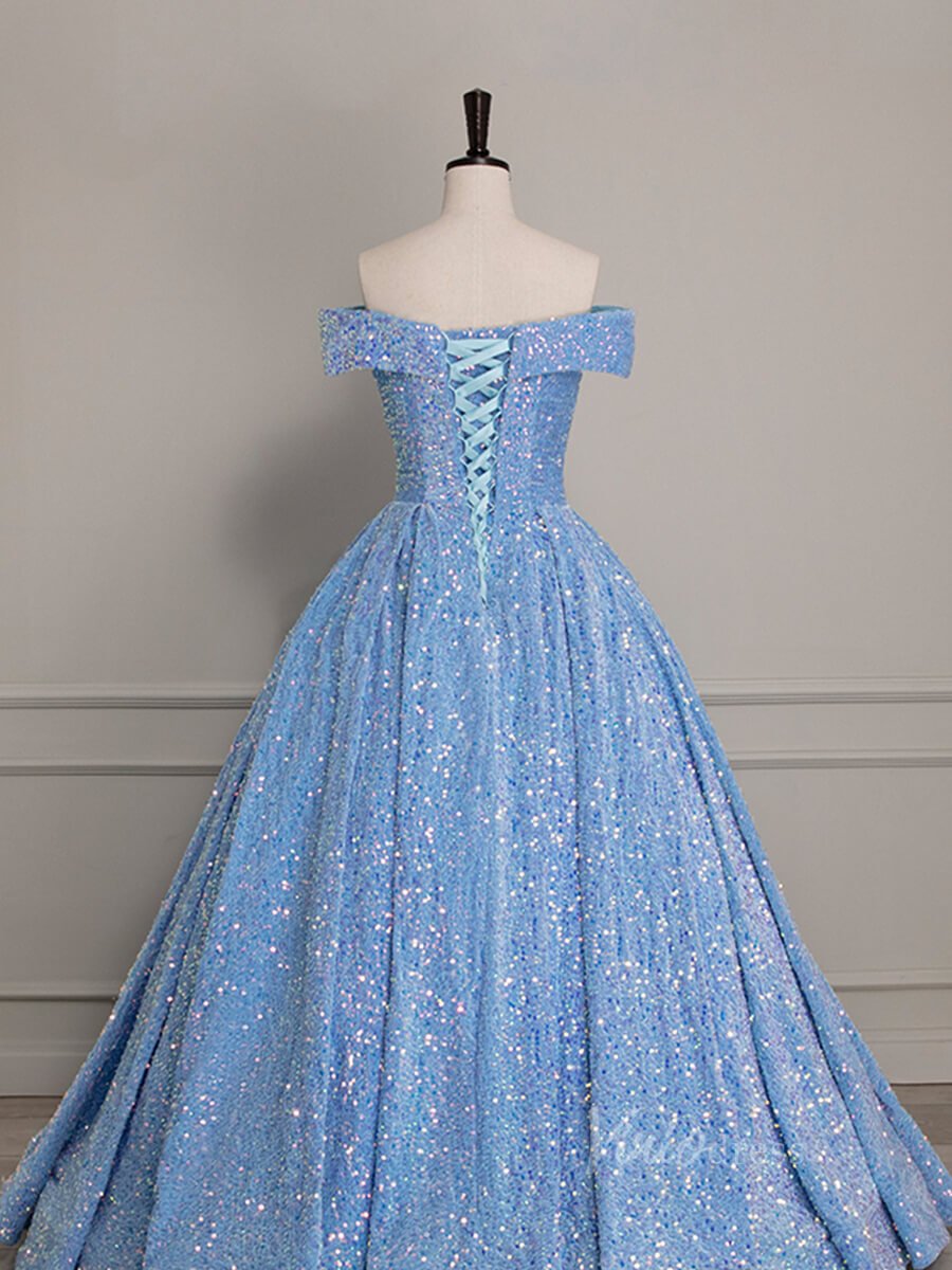 Light Blue Sequin Prom Dresses Off the Shoulder Quinceanera Dress 9005 Viniodress Light Blue Sequin Prom Dresses Off the Shoulder Quinceanera Dress 9005 Viniodress
