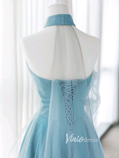 Light Blue Sparkly Prom Dresses Sweetheart Neck Evening Gown FD3417-prom dresses 2025 -Viniodress-Light Blue-Custom Size-