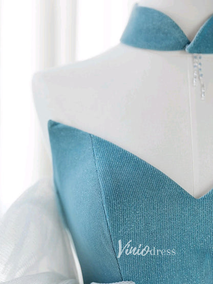 Light Blue Sparkly Prom Dresses Sweetheart Neck Evening Gown FD3417-prom dresses 2025 -Viniodress-Light Blue-Custom Size-