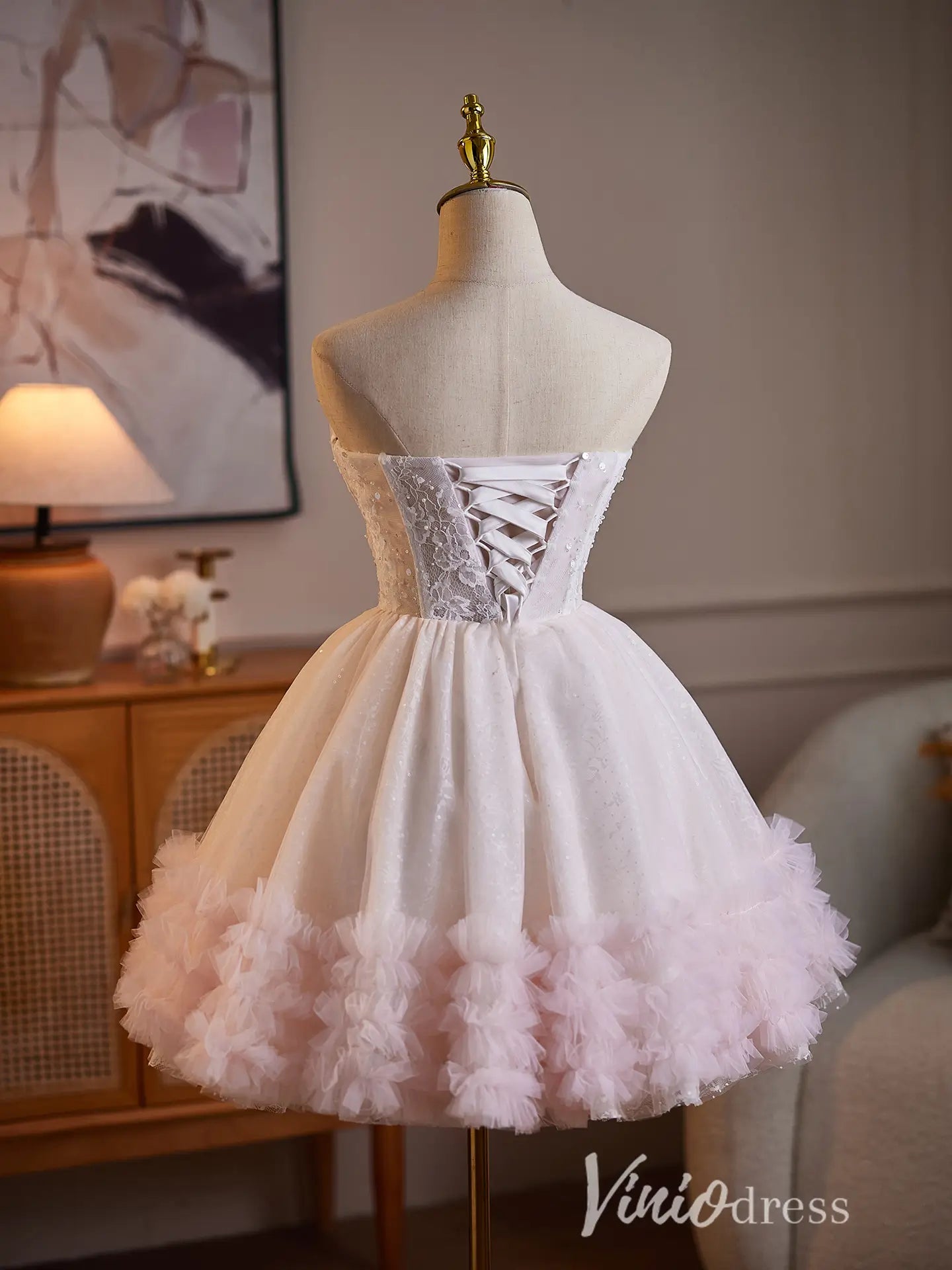 Light Blue Strapless Sweetheart Lace Corset Homecoming Dress with Tulle Skirt & Tiered Ruffle Hem - BJ110-Homecoming Dresses 2026-Viniodress-Light Blue-Custom Size – Add Measurements in Cart-