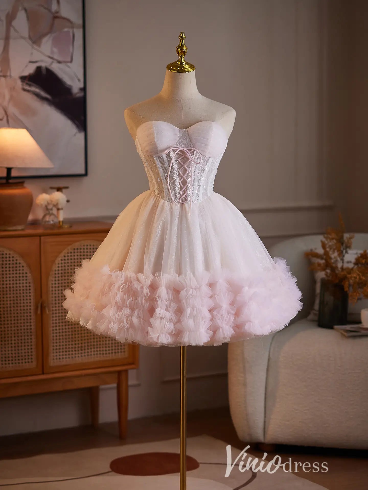 Light Blue Strapless Sweetheart Lace Corset Homecoming Dress with Tulle Skirt & Tiered Ruffle Hem - BJ110-Homecoming Dresses 2026-Viniodress-Light Blue-Custom Size – Add Measurements in Cart-