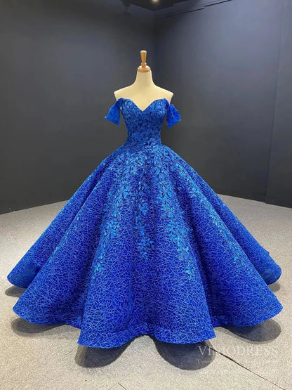 Light Blue Sweet 16 Dress Vintage Quinceanera Dress 66601 viniodress-Quinceanera Dresses 2025 -Viniodress-Royal Blue-Custom Size-