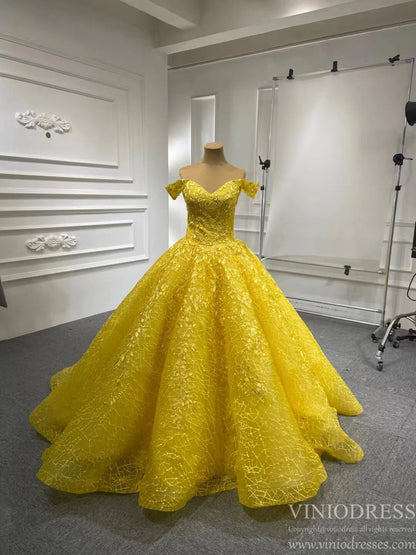 Light Blue Sweet 16 Dress Vintage Quinceanera Dress 66601 viniodress-Quinceanera Dresses 2025 -Viniodress-Yellow-Custom Size-