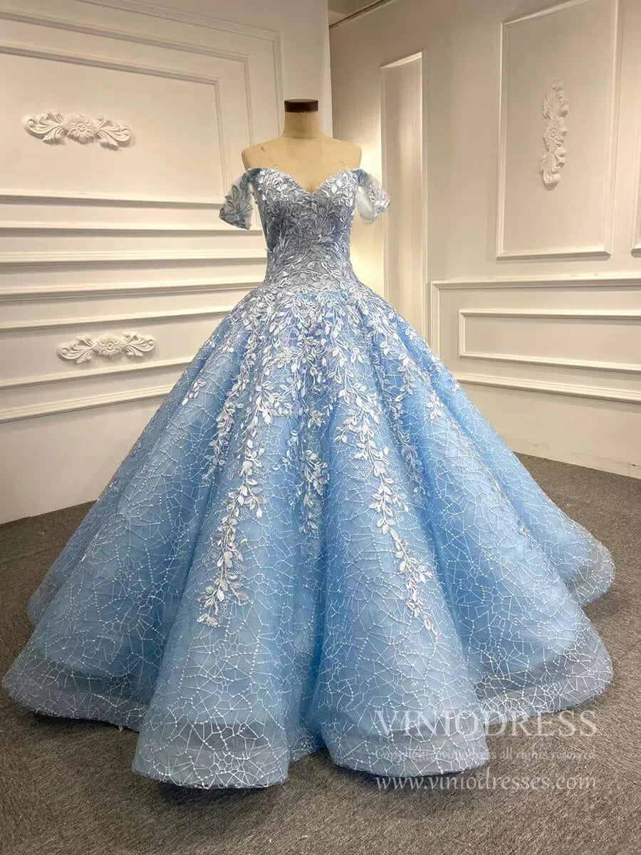 Light Blue Sweet 16 Dress Vintage Quinceanera Dress 66601 viniodress-Quinceanera Dresses-Viniodress-Light Blue-Custom Size-Viniodress