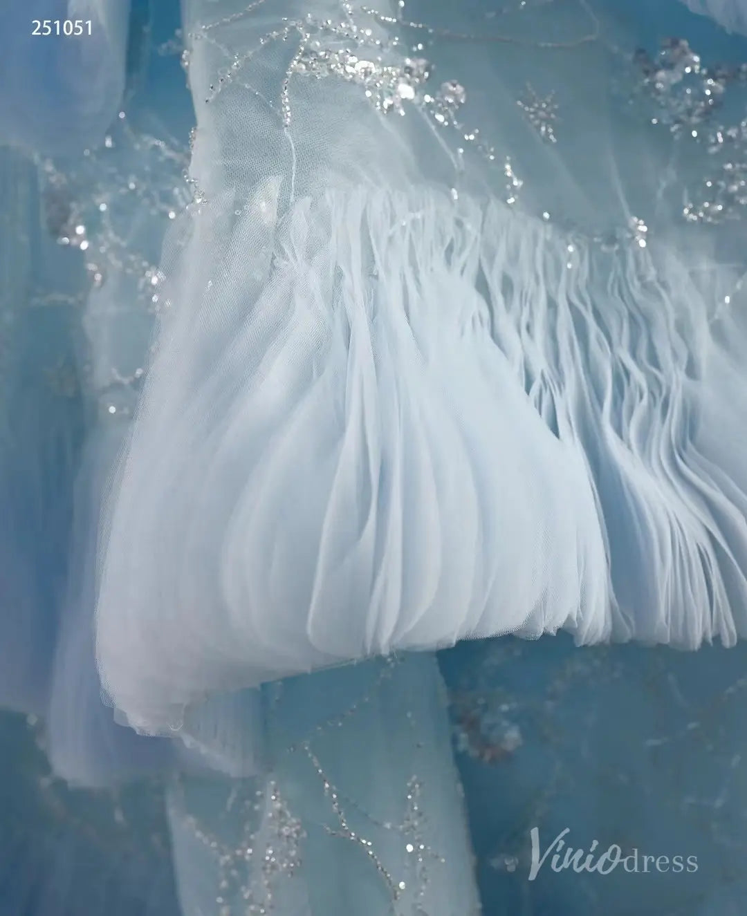 Light Blue Tiered Debutante Gown | Strapless Corset Back Ruffle Wedding Dress 251051-Quinceanera Dresses 2025 -Viniodress-Light Blue-US 2-