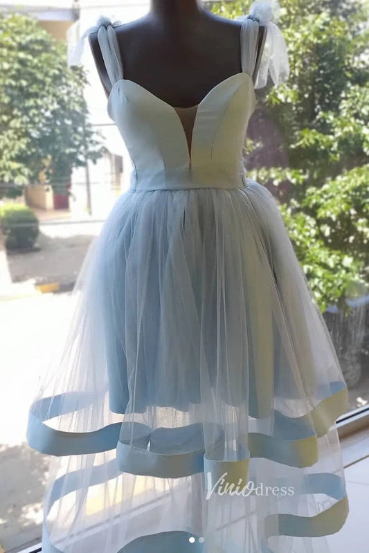 Short Prom Dresses 2025 Light Blue Tiered Prom Dress Long Formal Dress SD1009-homecoming dresses-Viniodress-Light Blue-Custom Size-Viniodress