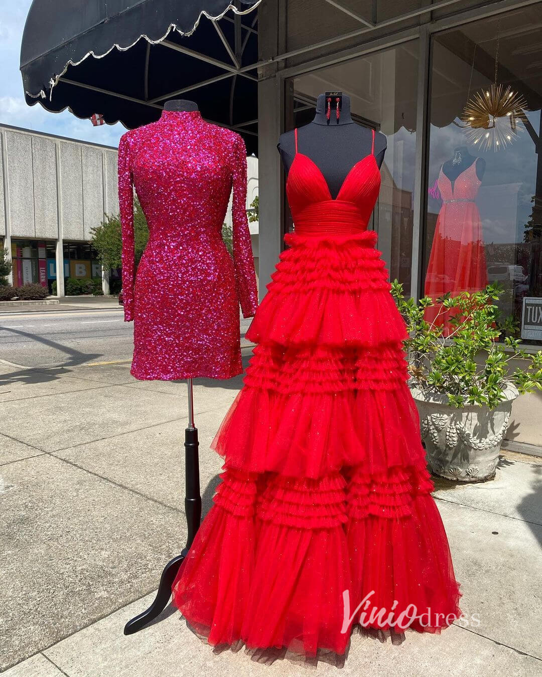 Light Blue Tiered Ruffle Tulle Prom Dresses with Slit FD2993-prom dresses 2025 -Viniodress-Light Blue-Custom Size-