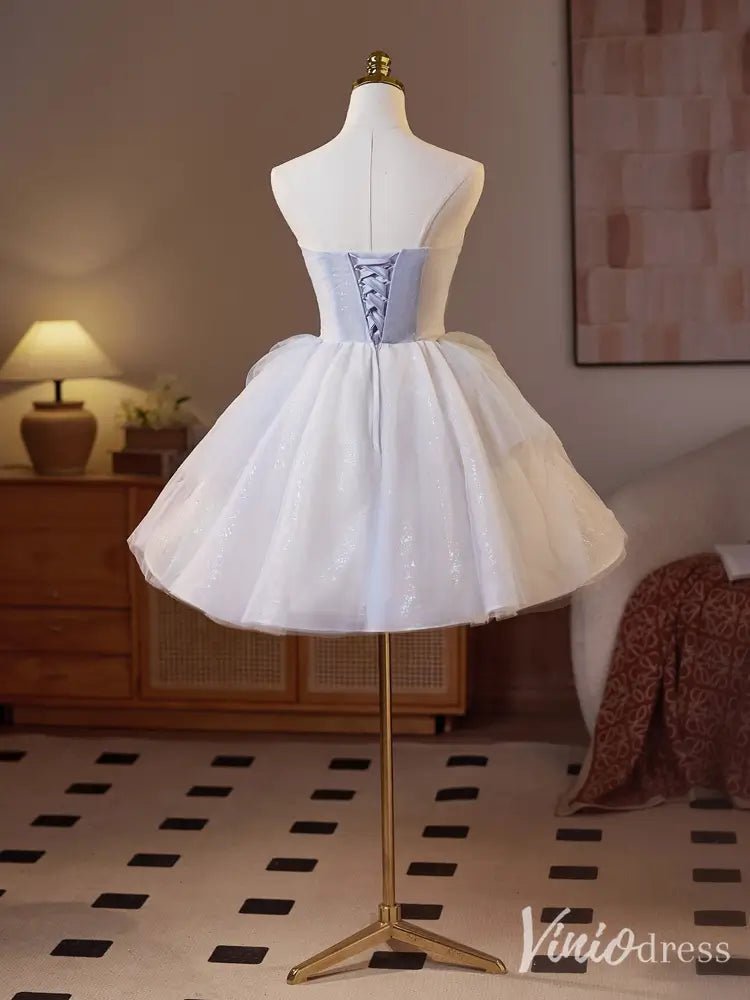 Light Blue & White Cinderella-Inspired Homecoming Dress with Sequins & Viniodress Light Blue & White Cinderella-Inspired Homecoming Dress with Sequins & Viniodress