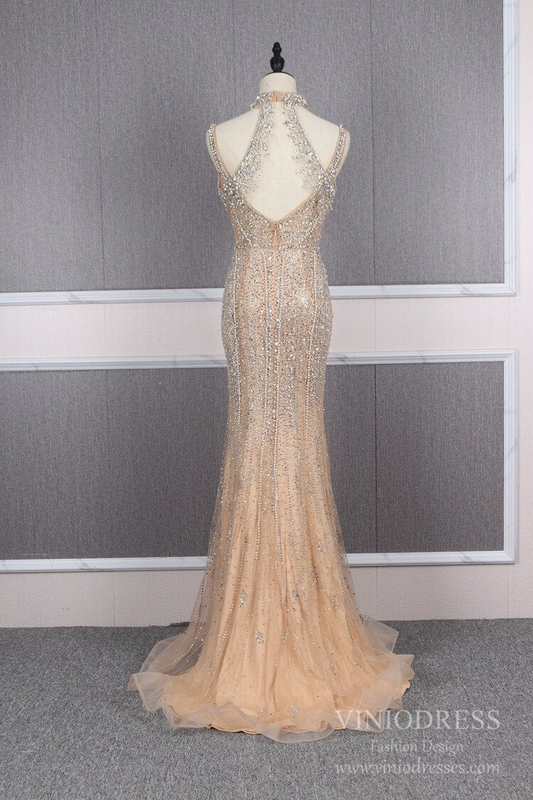 Prom Dress 2025 Light Gold Beaded Prom Dresses Vintage 1920s Evening Dress FD2483-unique prom dresses-Gold-US 2-Viniodress