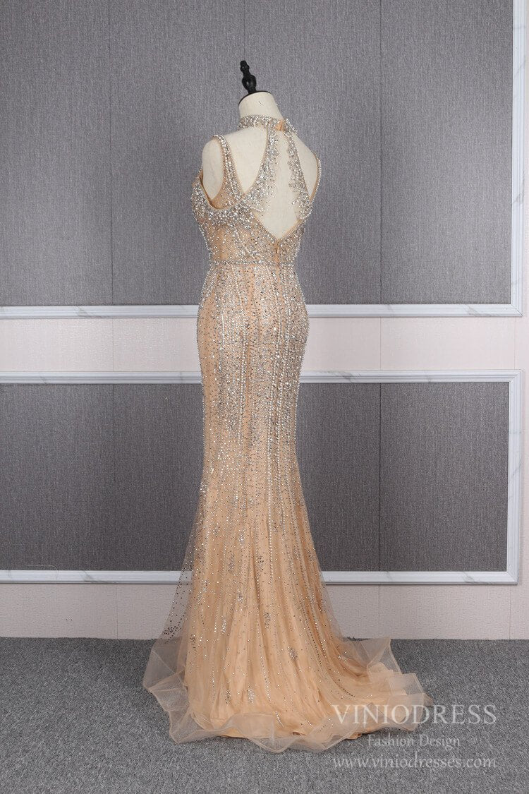 Prom Dress 2025 Light Gold Beaded Prom Dresses Vintage 1920s Evening Dress FD2483-unique prom dresses-Gold-US 2-Viniodress