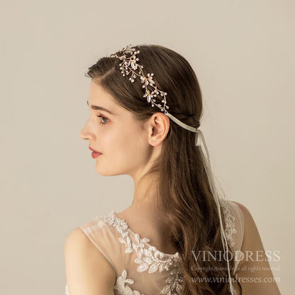 Light Gold Blooming Wedding Headband AC1234-Headpieces 2025 -Viniodress-As Picture-