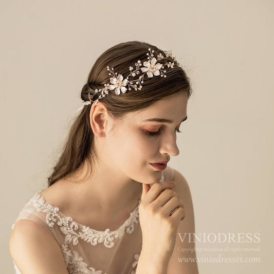 Light Gold Blooming Wedding Headband AC1234-Headpieces 2025 -Viniodress-As Picture-