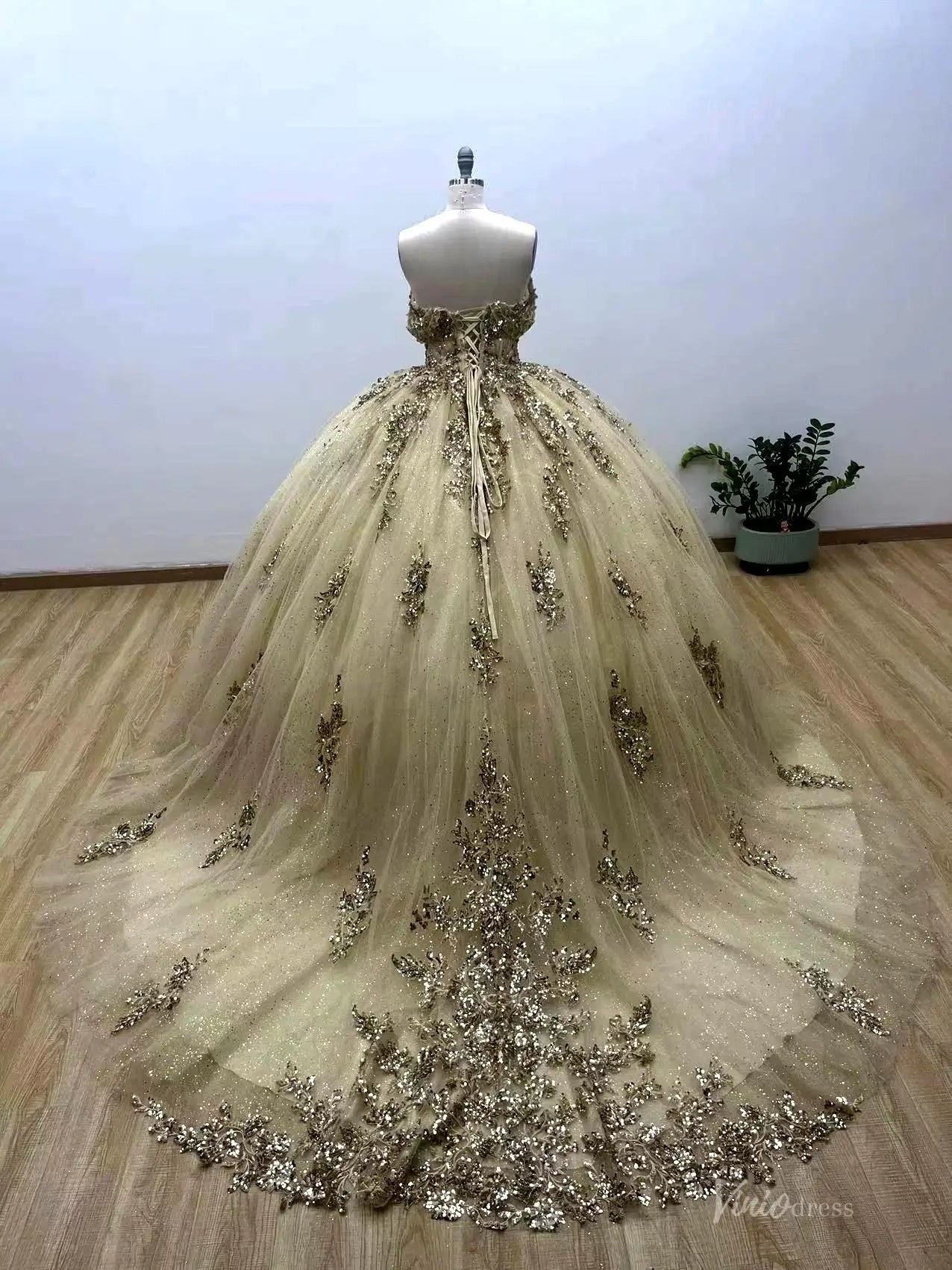QC019-Quinceanera Dresses 2026-Viniodress-Light Gold-Custom Size – Add Measurements in Cart-