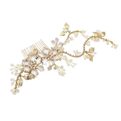 Light Gold Metal Flowers Bridal Combs AC1230-Headpieces 2025 -Viniodress-Gold-