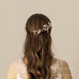 Light Gold Metal Flowers Bridal Combs AC1230-Headpieces-Viniodress-Gold-Viniodress