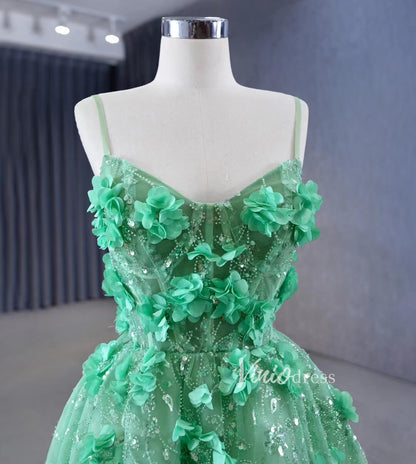 Light Green 3D Flower Lace Prom Dresses Spaghetti Strap Formal Dress 231067-prom dresses 2025 -Viniodress-Light Green-Custom Size-