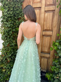 prom dresses 2025 Light Green Butterfly Tulle Prom Dresses with Slit & Spaghetti Straps - TO0007-plus size wedding dresses Viniodress-Green-Custom Size-