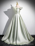 Light Green Off the Shoulder Cheap Prom Dresses A-Line Satin Formal Dress AD1333-prom dresses-Viniodress-Viniodress