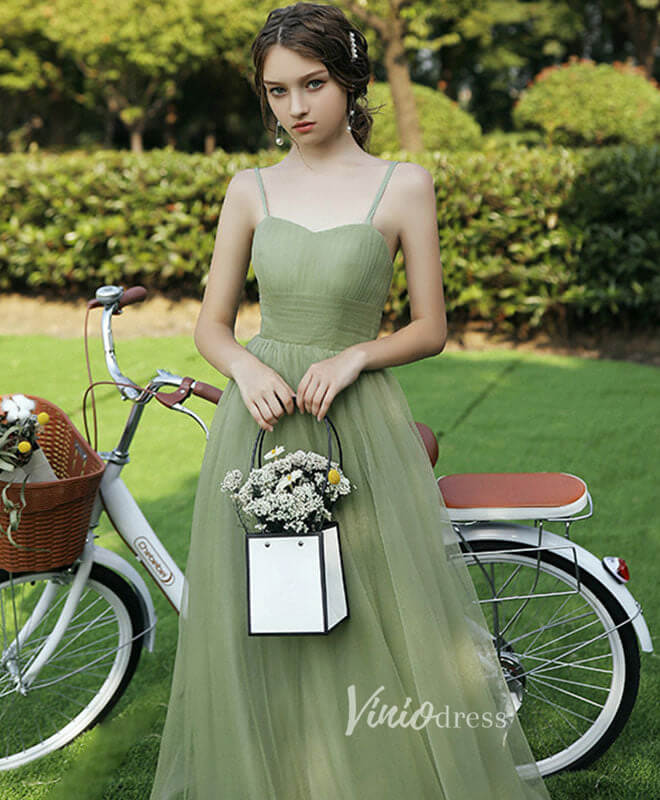 Light Green Spaghetti Strap Prom Dresses A-Line Tulle Evening Dress FD Viniodress Light Green Spaghetti Strap Prom Dresses A-Line Tulle Evening Dress FD Viniodress