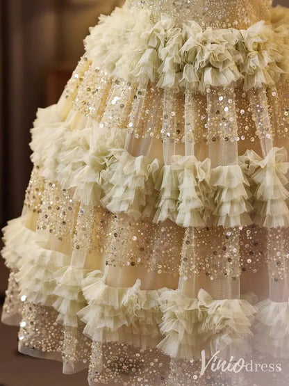 Light Green Sparkly Sequin Homecoming Dress – Sweetheart Neckline Short Dress with Ruffled Skirt & Glittering Sequins BJ075-prom dresses 2025 -Viniodress-Light Green-Custom Size-