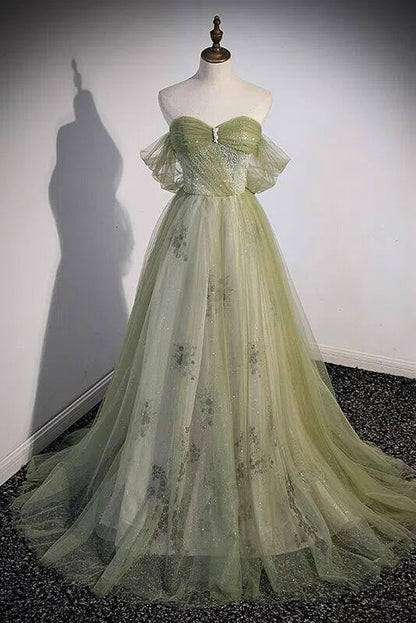 Light Green Tulle Prom Dresses Beaded Lace Evening Gowns FD3570-prom dresses 2025 -Viniodress-Green-Custom Size-
