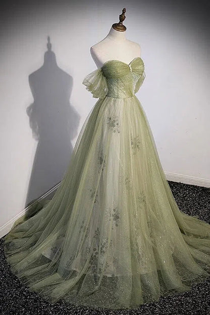 Light Green Tulle Prom Dresses Beaded Lace Evening Gowns FD3570-prom dresses 2025 -Viniodress-Green-Custom Size-