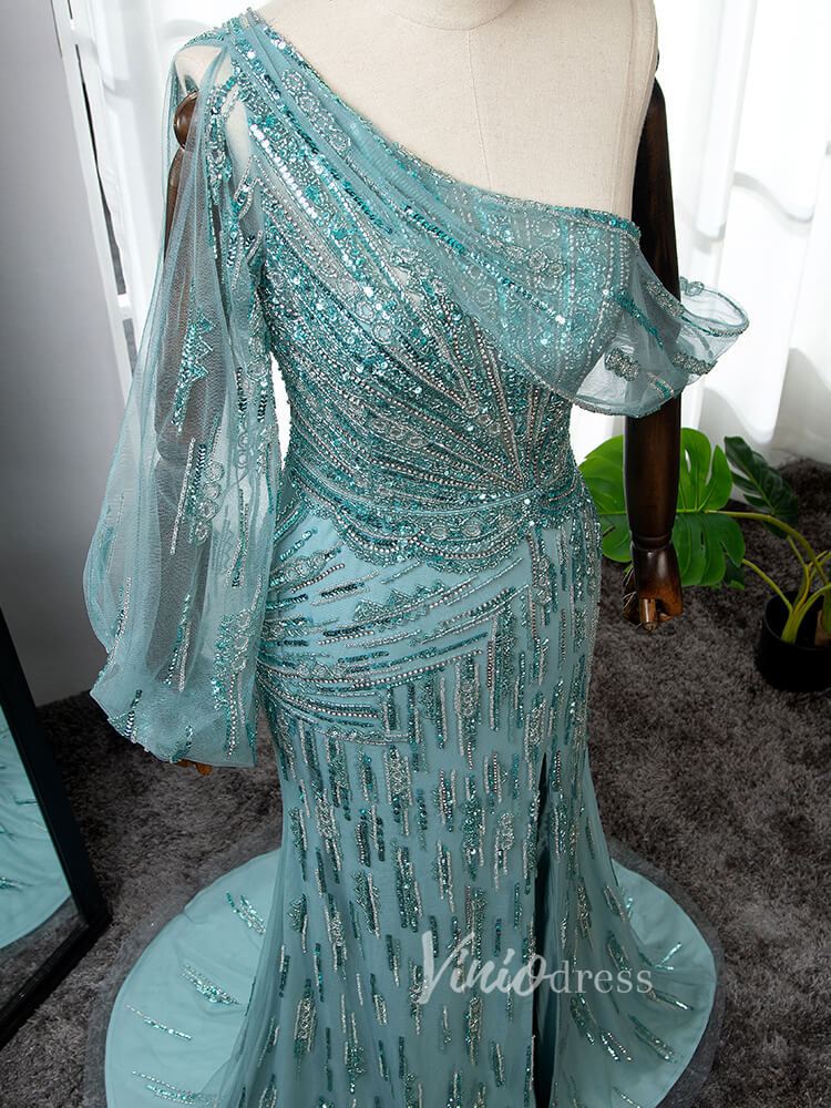 Prom Dress 2025 Light Teal Green Beaded Prom Dressses Vintage 20s Evening Dress 20012-unique prom dresses-Light Green-US 2-Viniodress