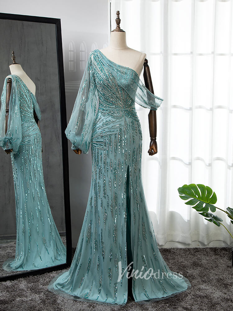 Prom Dress 2025 Light Teal Green Beaded Prom Dressses Vintage 20s Evening Dress 20012-unique prom dresses-Light Green-US 2-Viniodress