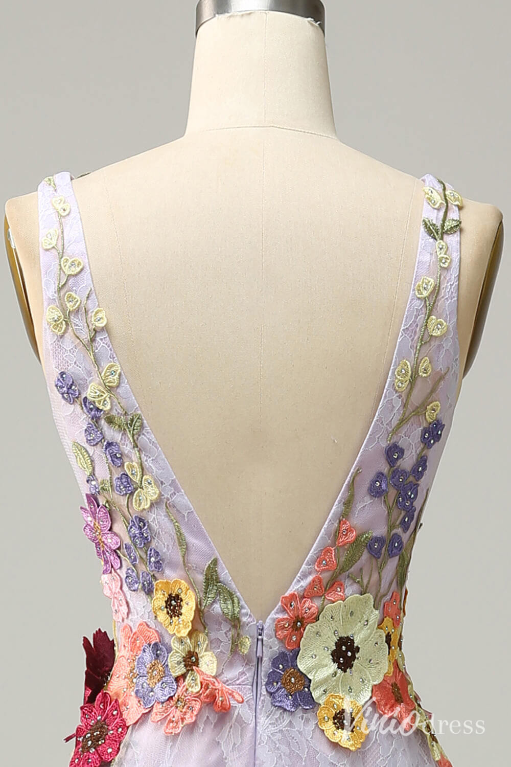 Lilac Floral V-Neck Prom Dresses Lace Applique Formal Gown AD1100-prom dresses 2025 -Viniodress-Lilac-Custom Size-