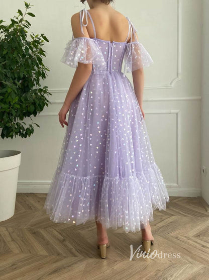 Lilac Heart Printed Prom Dresses Lavender Maxi Dress Dress SD1432D-Homecoming Dresses 2025 -Viniodress-Lilac-Custom Size-