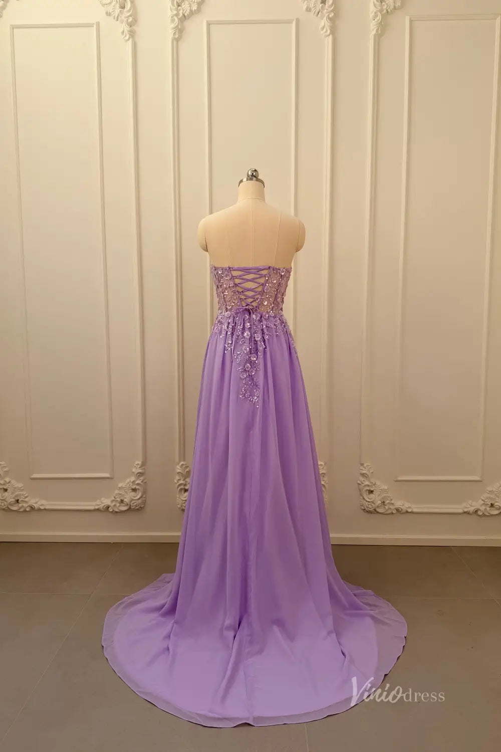 Butter Yellow Lace A-Line Prom Dress with Sweetheart Neck & Corset Back   AE1005  Viniodress