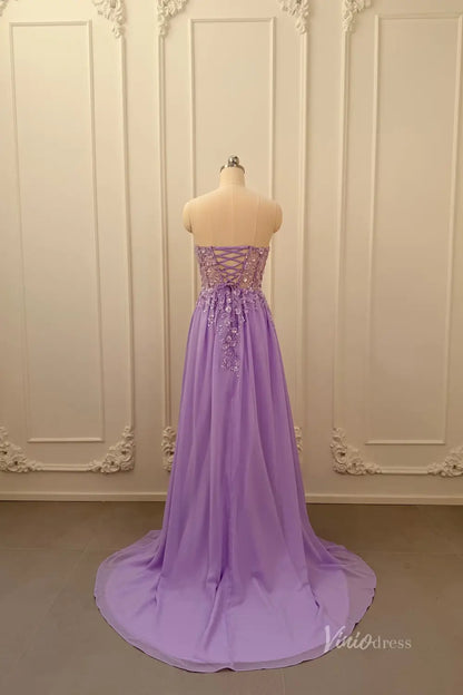 Lilac Lace Appliqué A-Line Prom Dress with Strapless Sweetheart Neckline & Corset Back – AE1005-Prom Dresses 2026-Viniodress-Lilac-Custom Size – Add Measurements in Cart-