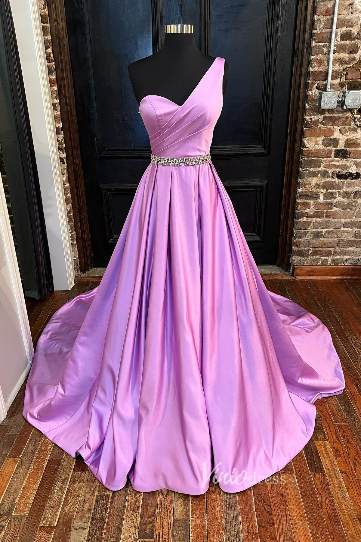 Prom Dress 2025 Lilac Satin Formal Dress One Shoulder Prom Dresses FD2972-unique prom dresses-As Picture-Custom Size-Viniodress