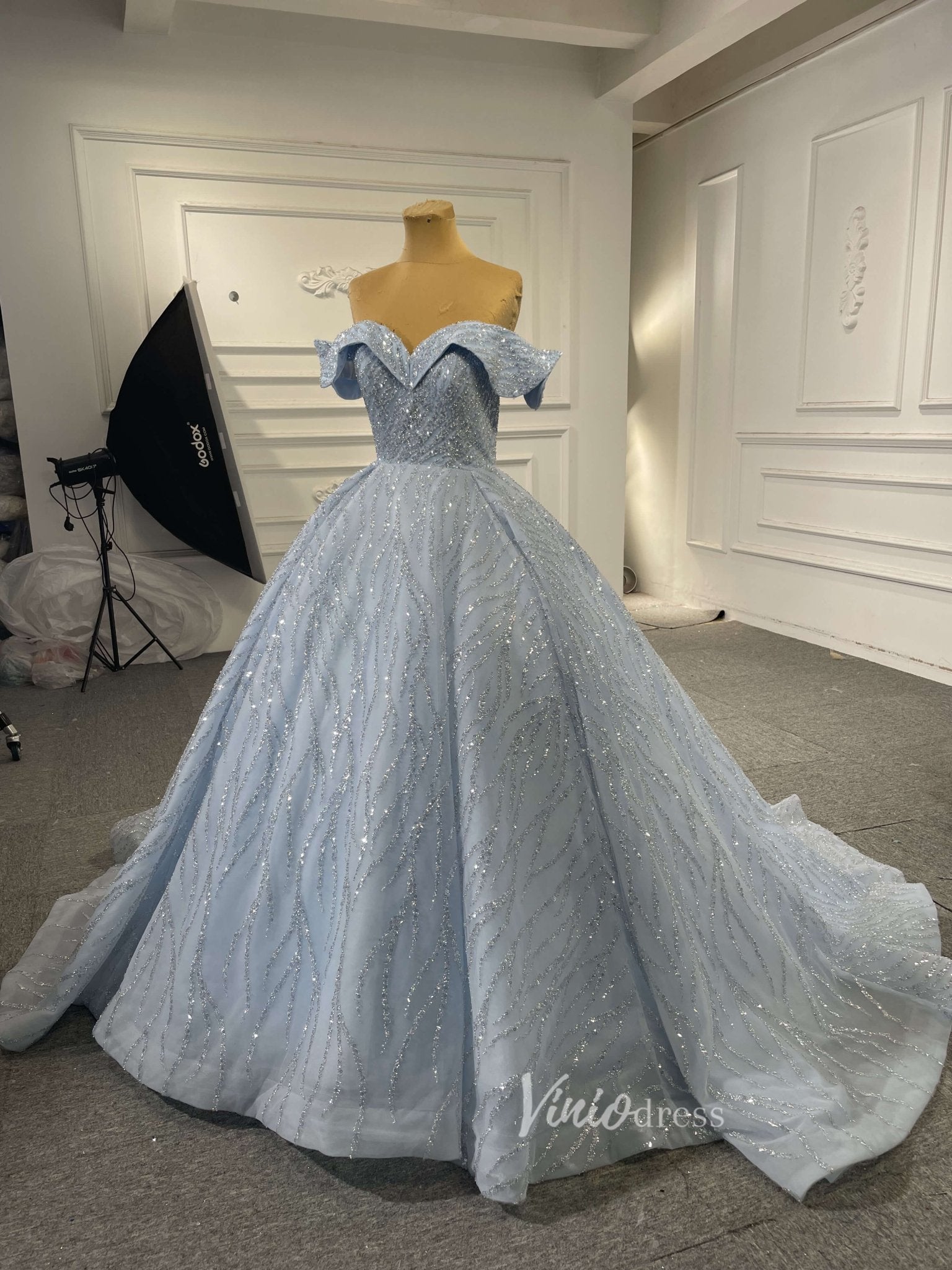 Lilac Sweet 16 Dress Beaded Ball Gown Wedding Dresses 67429-wedding dresses 2025 -Viniodress-Lilac-Custom Size-