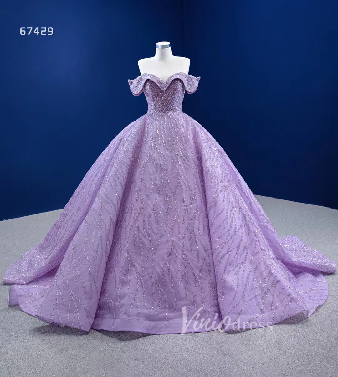 Lilac Sweet 16 Dress Beaded Ball Gown Wedding Dresses 67429-wedding dresses 2025 -Viniodress-Lilac-Custom Size-