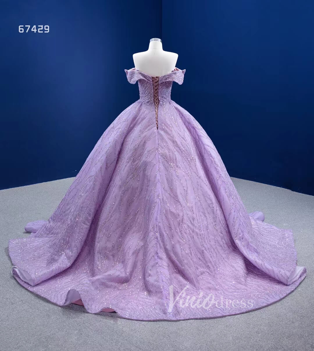 Lilac Sweet 16 Dress Beaded Ball Gown Wedding Dresses 67429-wedding dresses 2025 -Viniodress-Lilac-Custom Size-