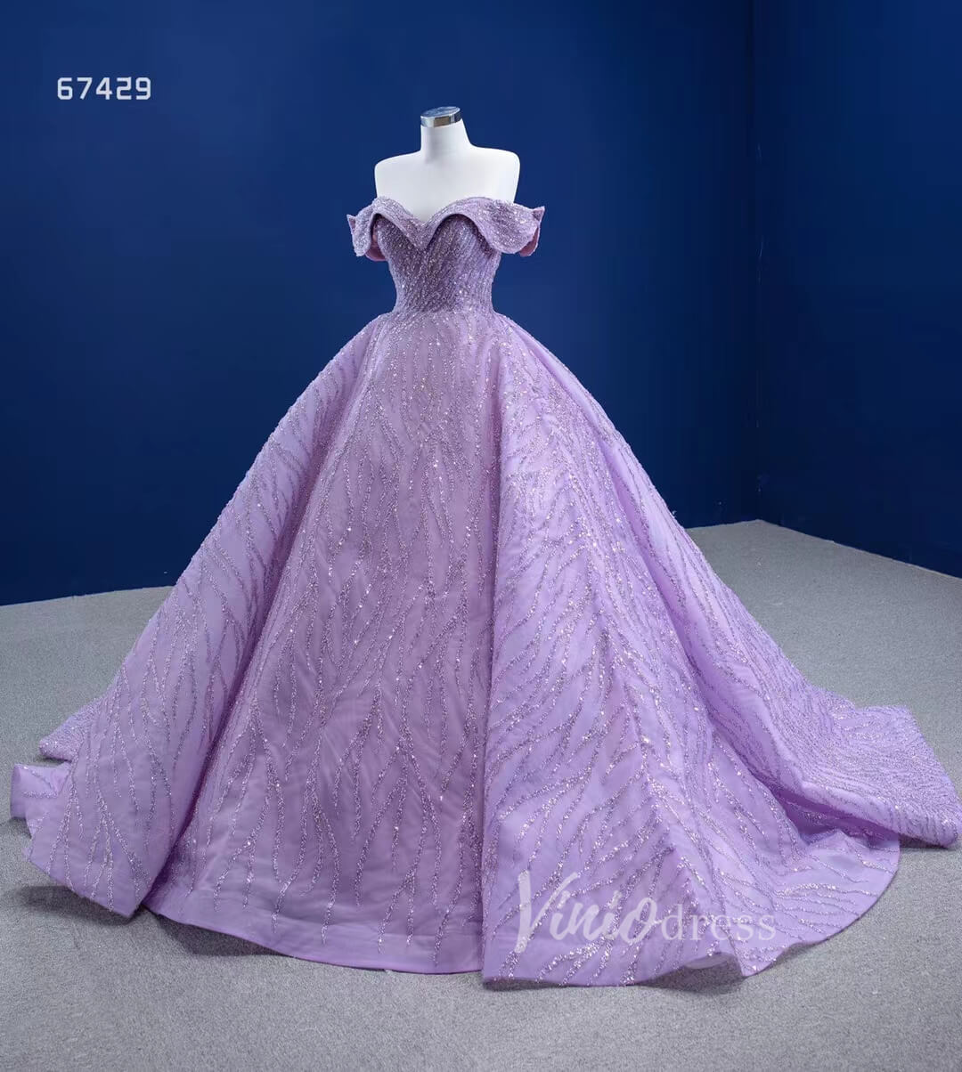 Lilac Sweet 16 Dress Beaded Ball Gown Wedding Dresses 67429-wedding dresses 2025 -Viniodress-Lilac-Custom Size-