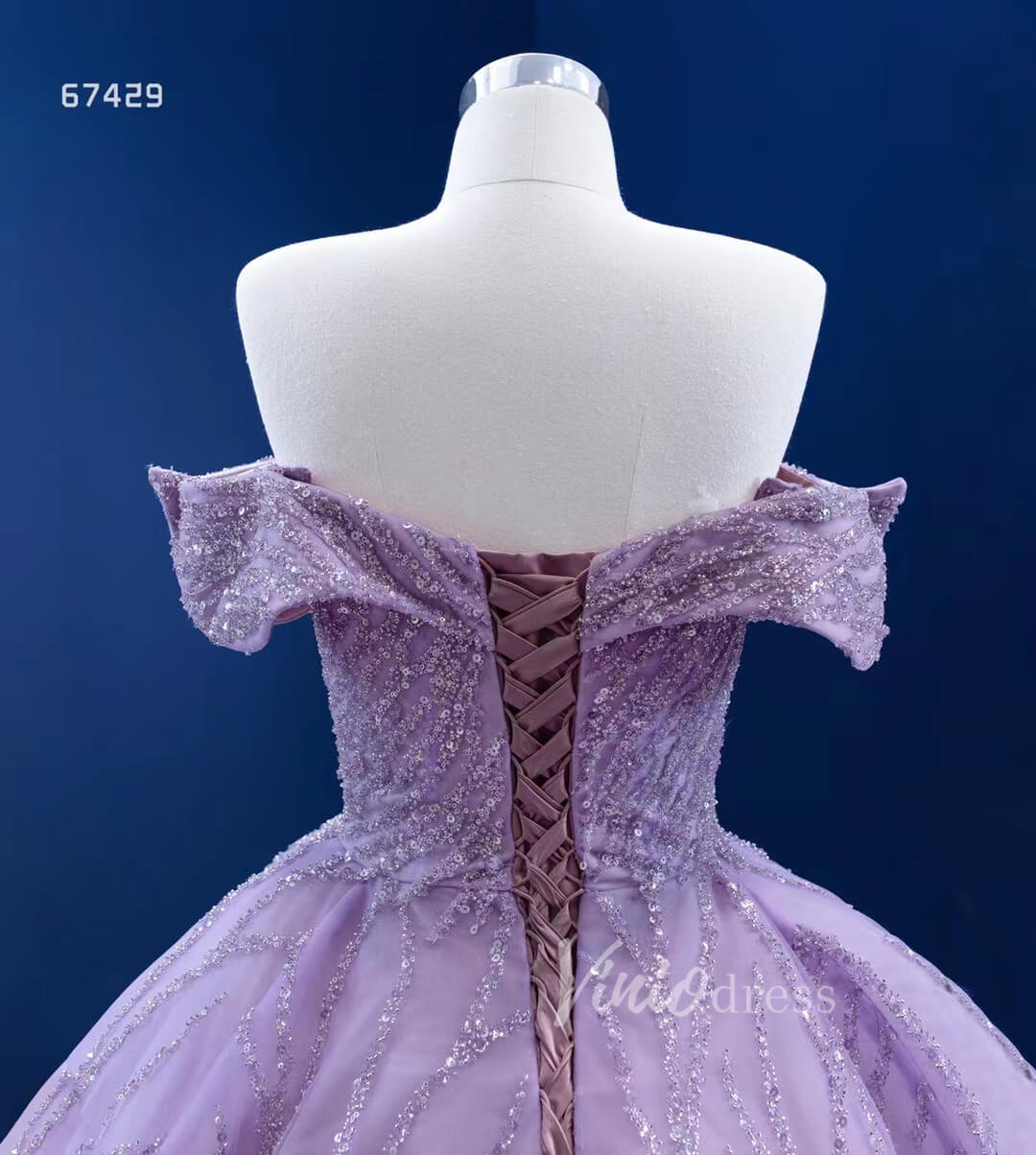 Lilac Sweet 16 Dress Beaded Ball Gown Wedding Dresses 67429-wedding dresses 2025 -Viniodress-Lilac-Custom Size-