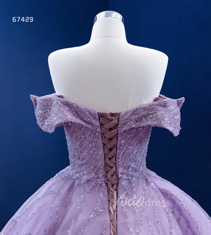 Lilac Sweet 16 Dress Beaded Ball Gown Wedding Dresses 67429-wedding dresses 2025 -Viniodress-Lilac-Custom Size-