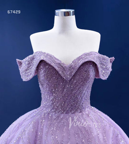Lilac Sweet 16 Dress Beaded Ball Gown Wedding Dresses 67429-wedding dresses 2025 -Viniodress-Lilac-Custom Size-