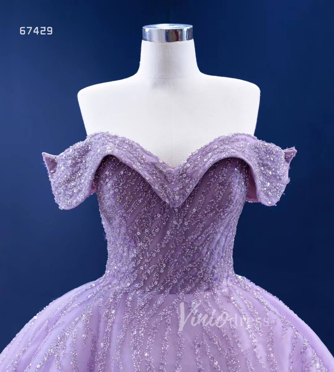 Lilac Sweet 16 Dress Beaded Ball Gown Wedding Dresses 67429-wedding dresses-Viniodress-Viniodress