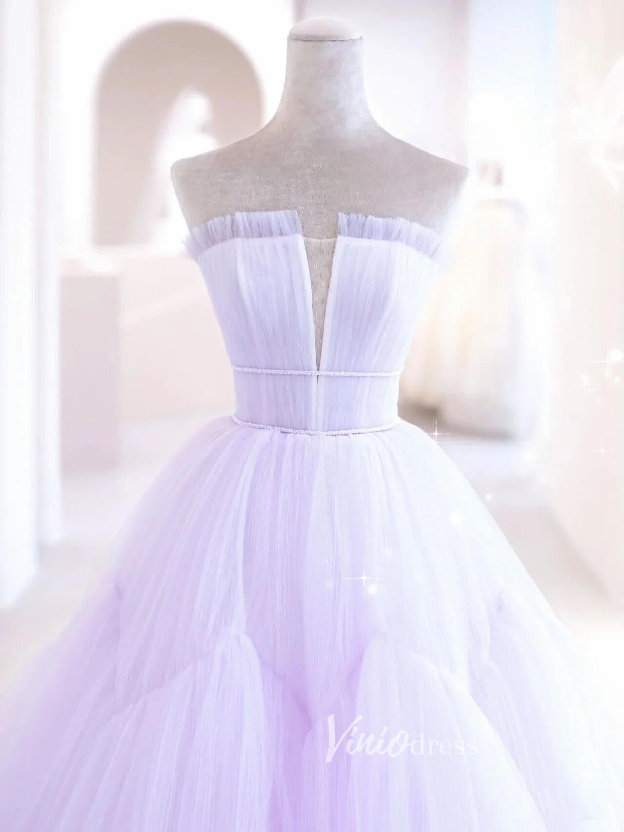 Lilac Tulle Prom Dresses Tiered Ruffle Evening Dress FD3180-prom dresses 2025 -Viniodress-Lilac-Custom Size-