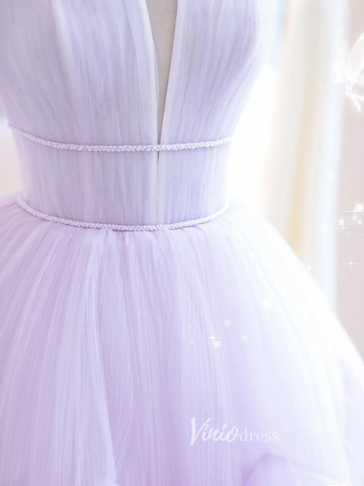 Lilac Tulle Prom Dresses Tiered Ruffle Evening Dress FD3180-prom dresses 2025 -Viniodress-Lilac-Custom Size-