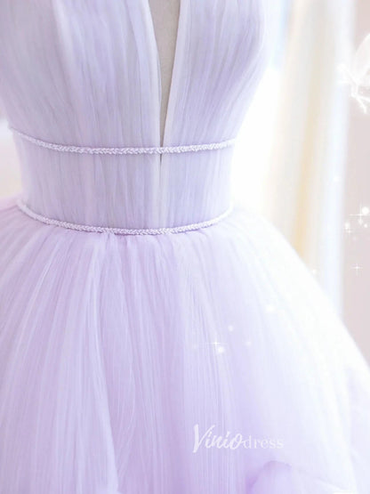 Lilac Tulle Prom Dresses Tiered Ruffle Evening Dress FD3180-prom dresses 2025 -Viniodress-Lilac-Custom Size-