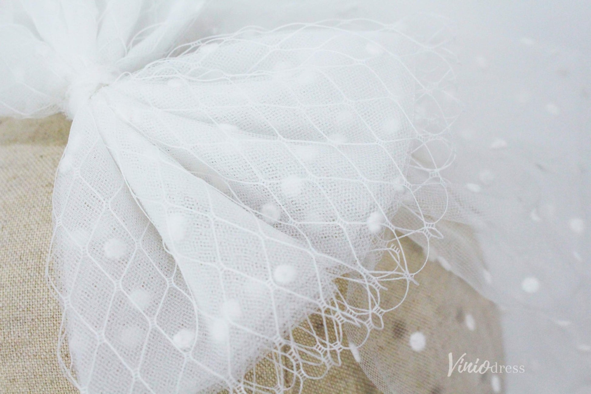 Little Bow Black Dot Birdcage Veils Viniodress AC1292-Bridal Veil 2025 -Viniodress-Ivory-