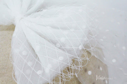 Little Bow Black Dot Birdcage Veils Viniodress AC1292-Bridal Veil 2025 -Viniodress-Ivory-