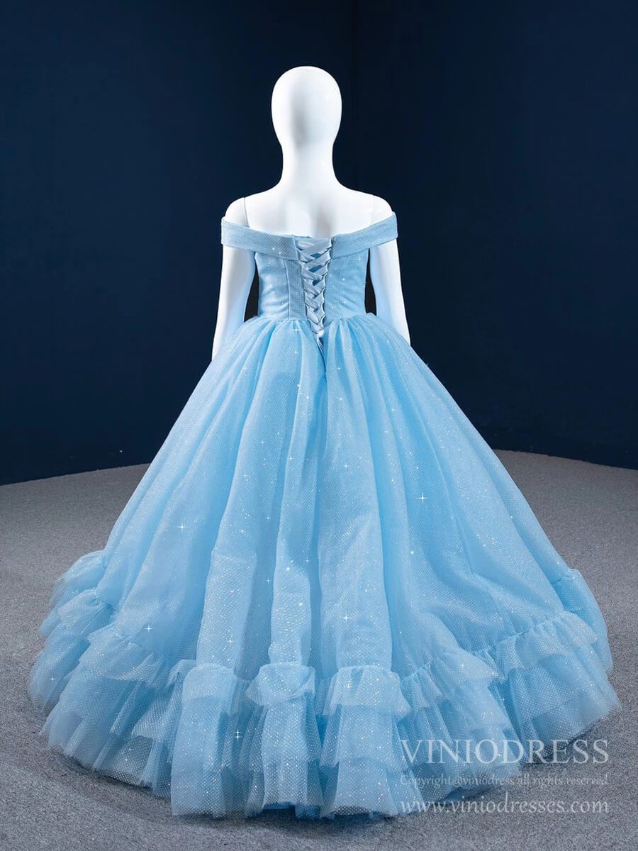 Little Girls Prom Dress Light Blue Pageant Gown FD2397C-Girls Prom Dresses-Viniodress-Viniodress