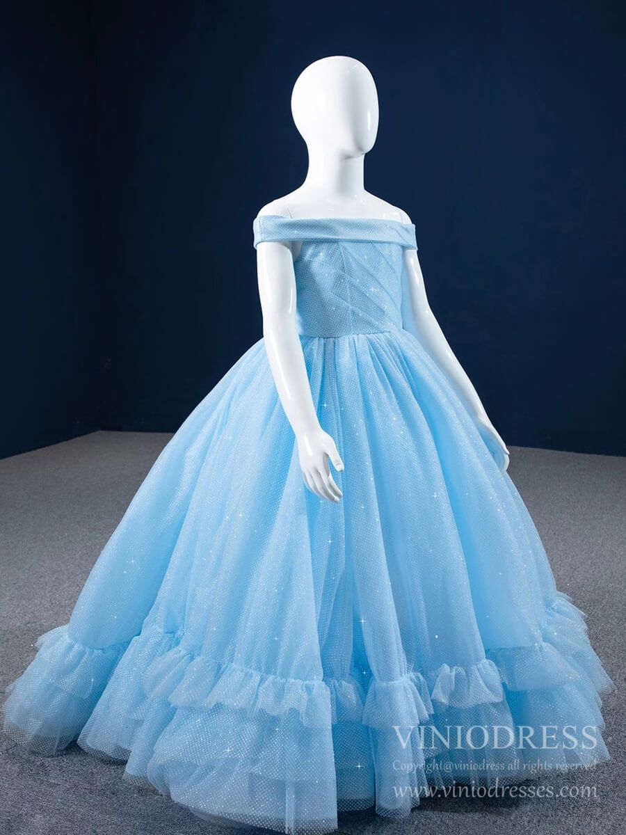 Little Girls Prom Dress Light Blue Pageant Gown FD2397C-Girls Prom Dresses-Viniodress-Viniodress